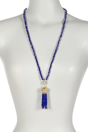 Necklace 30" Faceted Crystal Beads Tassel . 622N0130
