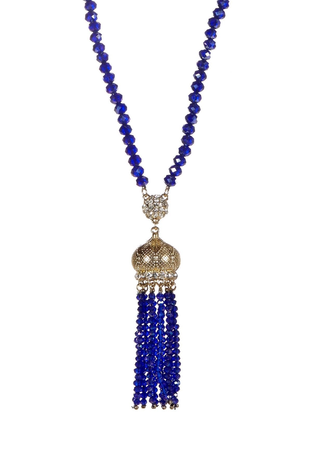 Necklace 30" Faceted Crystal Beads Tassel . 622N0130