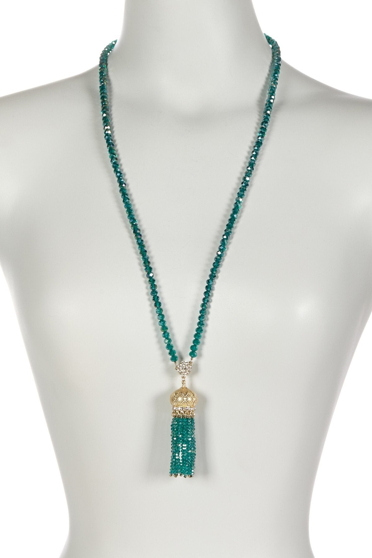 Necklace 30" Faceted Crystal Beads Tassel . 622N0130