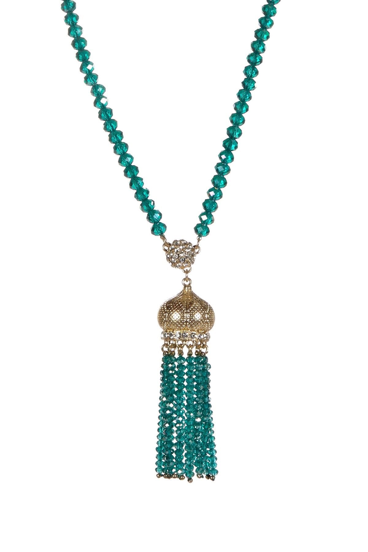Necklace 30" Faceted Crystal Beads Tassel . 622N0130