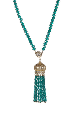 Necklace 30" Faceted Crystal Beads Tassel . 622N0130