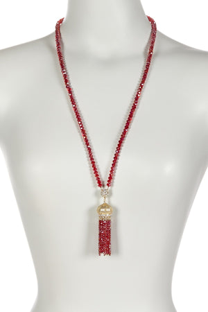 Necklace 30" Faceted Crystal Beads Tassel . 622N0130