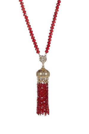 Necklace 30" Faceted Crystal Beads Tassel . 622N0130