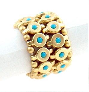 Ring Stretchable 2-Row Disc Ring with crystal stone embedded centers  622R0028