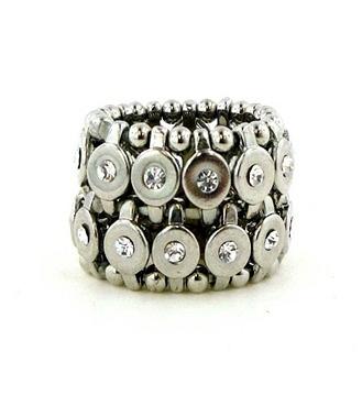 Ring Stretchable 2-Row Disc Ring with crystal stone embedded centers  622R0028