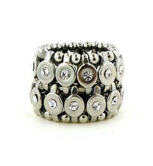 Ring Stretchable 2-Row Disc Ring with crystal stone embedded centers  622R0028
