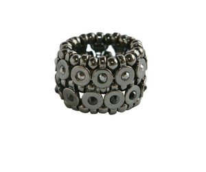 Ring Stretchable 2-Row Disc Ring with crystal stone embedded centers  622R0028