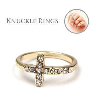 Sideway pave cross knuckle Mid ring
