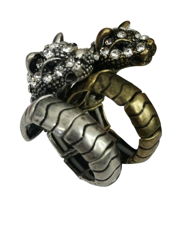 Ring Stretchable Oxidize Pave Panther Wrap 622R0146