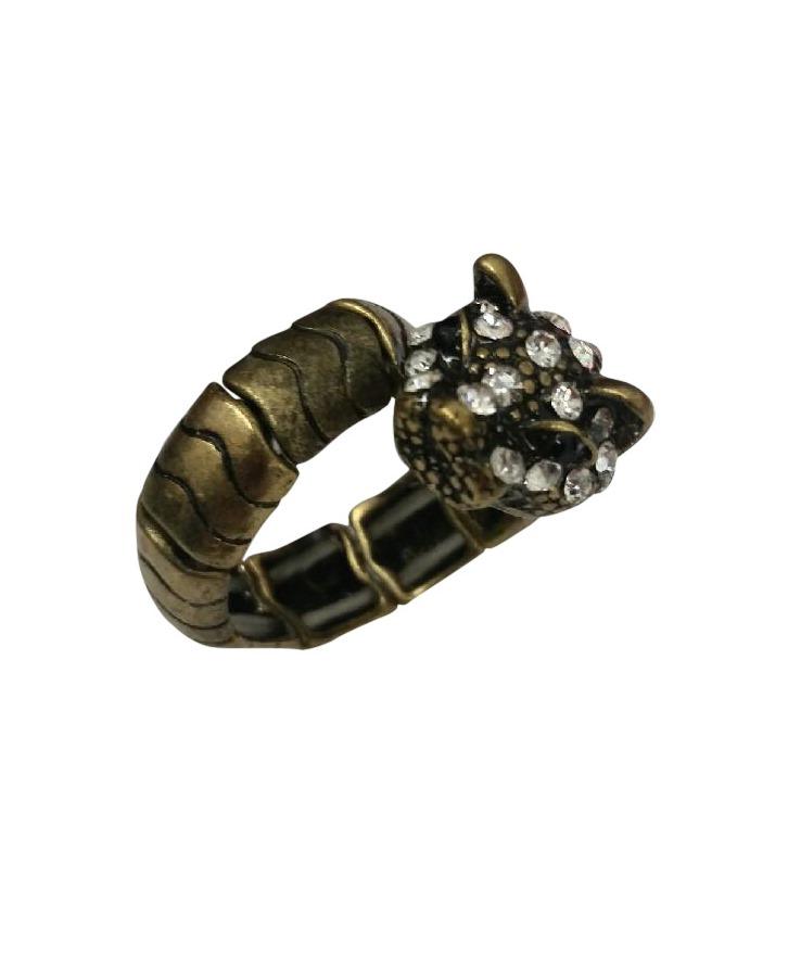 Ring Stretchable Oxidize Pave Panther Wrap 622R0146
