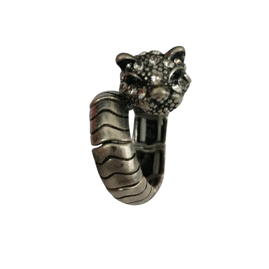 Stretchable Oxidize Pave Panther Wrap Ring
