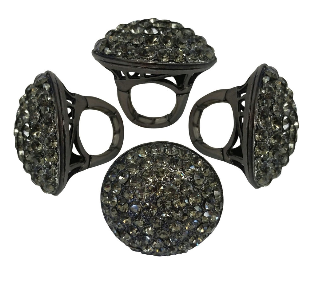 Black Diamond Crystal Pave Jumbo Dome Stretch Ring