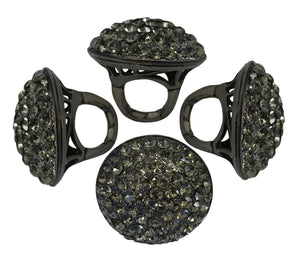 Ring Black Diamond Crystal Pave Jumbo Dome Stretch  622R0154