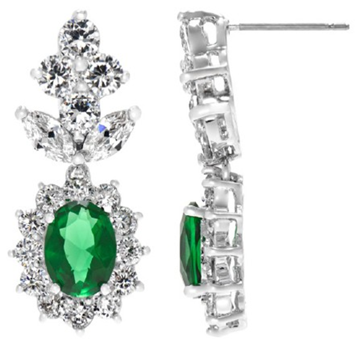 Oval Halo center drop Zirconite Post Earrings