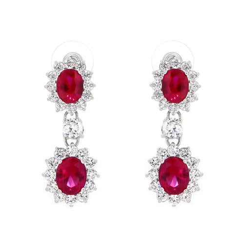 Couture Double Oval centers drop Halo Zirconite Post Earrings