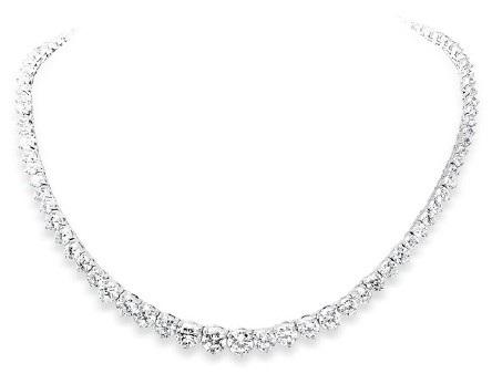 Cubic Zirconia Rhodium Electroplated Necklace - Sliver