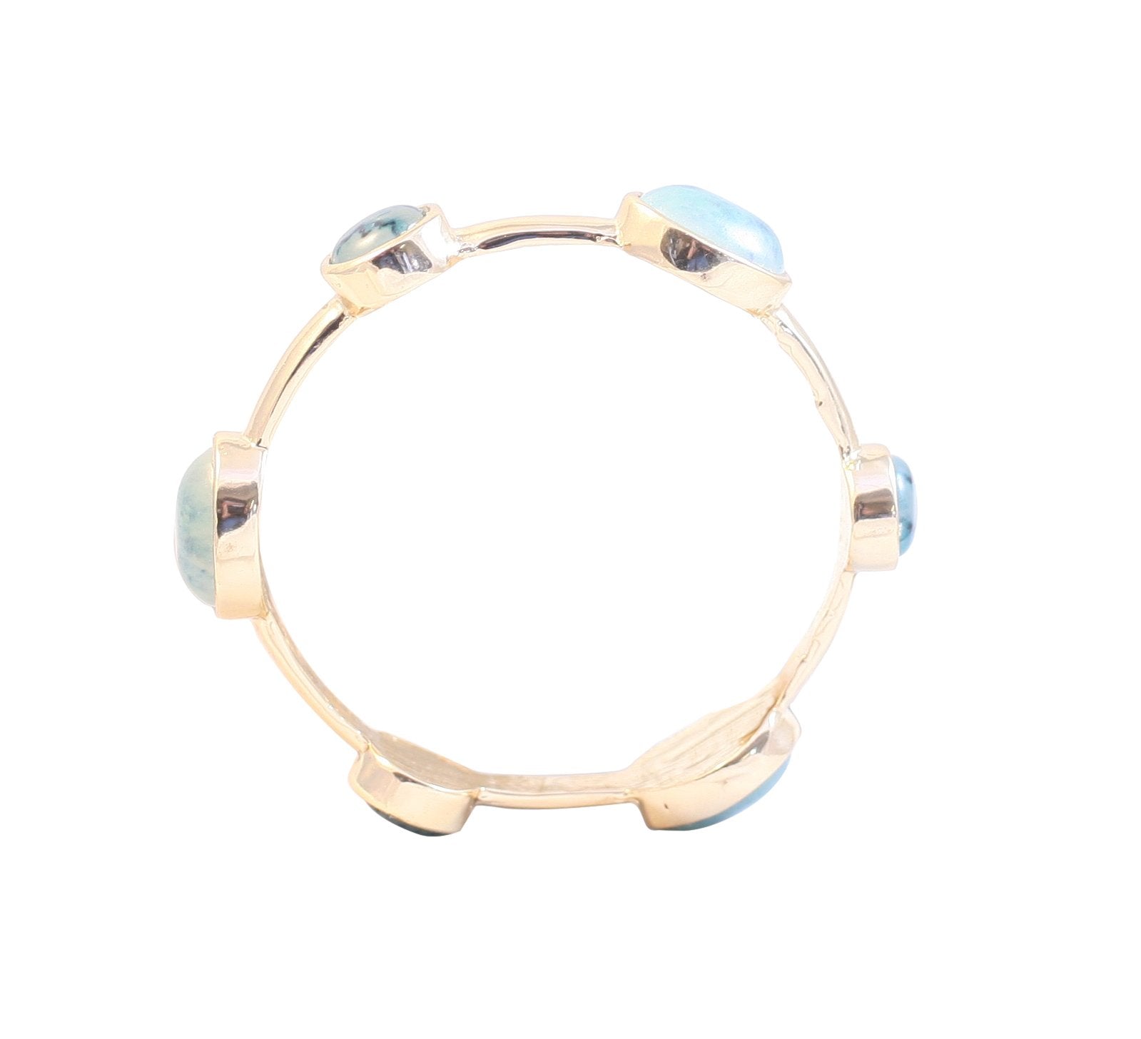 Bracelet organically shaped gold Bangle  Round cabochon stone stations. 629B82215