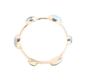 Bracelet organically shaped gold Bangle  Round cabochon stone stations. 629B82215