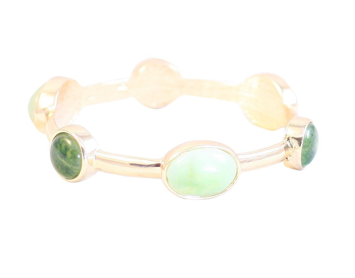 Bracelet organically shaped gold Bangle  Round cabochon stone stations. 629B82215