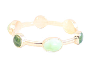 Bracelet organically shaped gold Bangle  Round cabochon stone stations. 629B82215