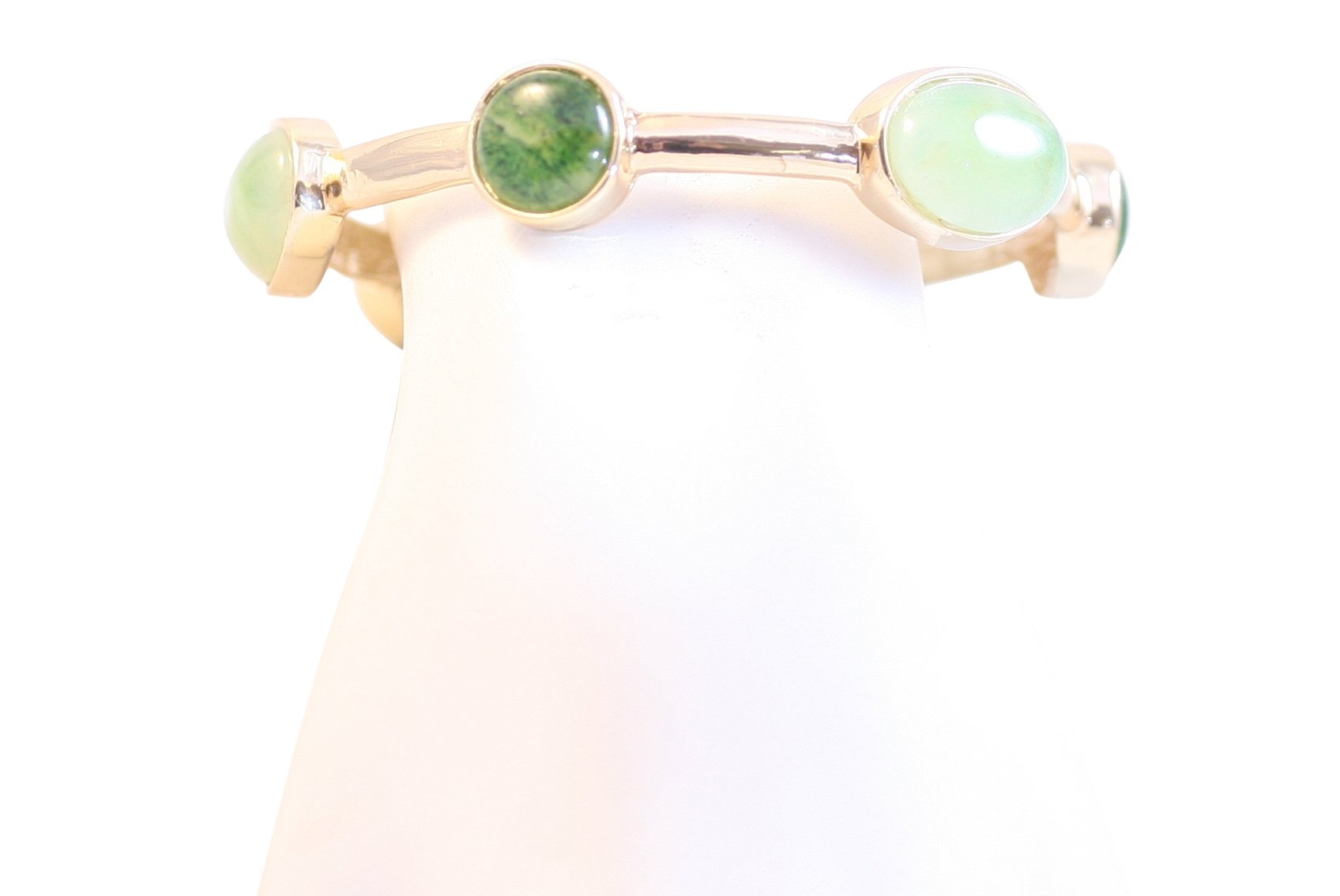 Bracelet organically shaped gold Bangle  Round cabochon stone stations. 629B82215