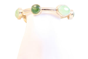 Bracelet organically shaped gold Bangle  Round cabochon stone stations. 629B82215