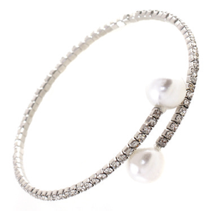 Genuine Czech open pearl ends one row Bangle