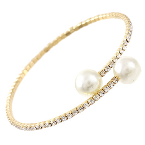 Genuine Czech open pearl ends one row Bangle