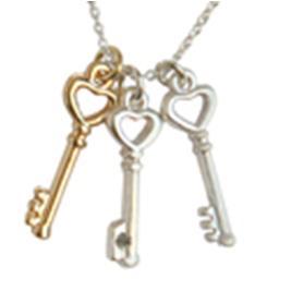 Rhodium Electroplated Charm Necklace - Gold and Sliver