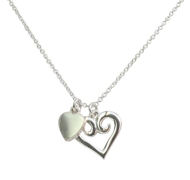 Small Heart Rhodium Electroplated Polished Pendant