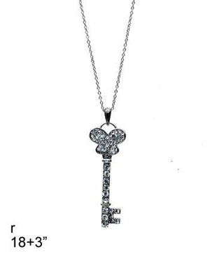 Key Pendant Necklace - Black Tone
