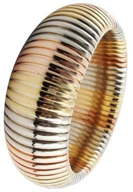 Dommed & Bold Multi-Tone Omega Style Bangle - Gold