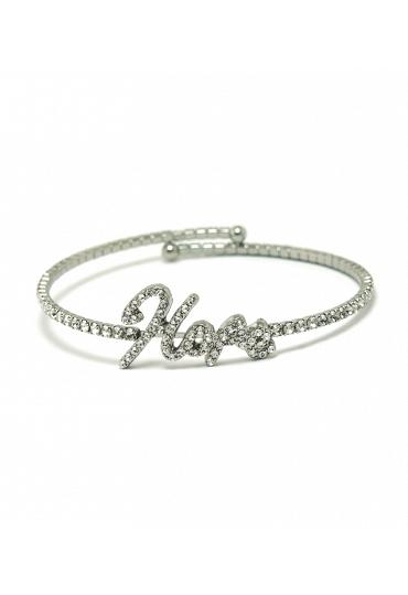 Exterior Channel Pave Message Bracelet-Silver