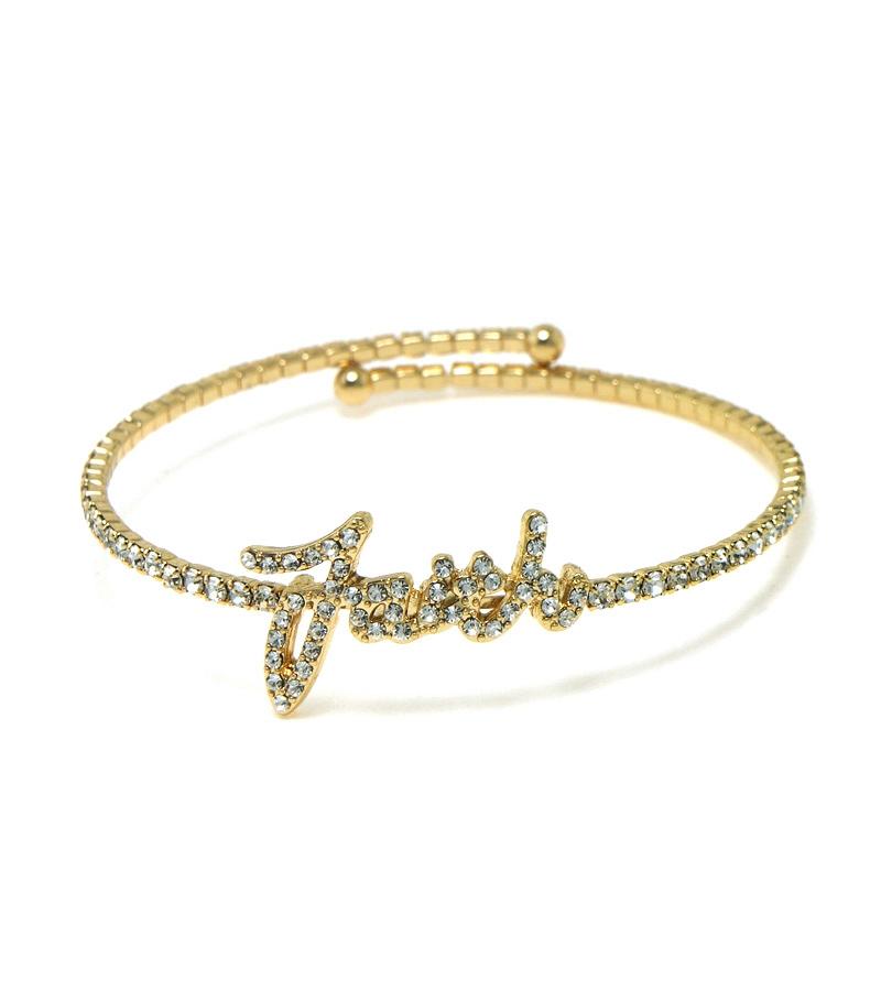 Row Metal Message Bracelet-Gold