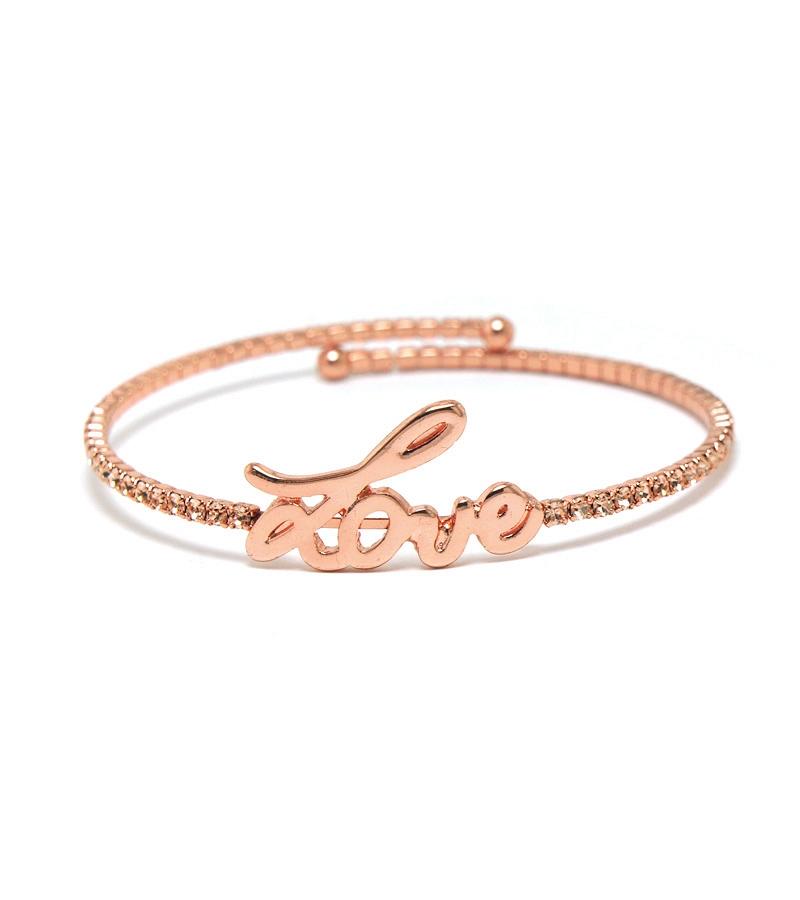 Crystals Row Metal Bracelet - Rose