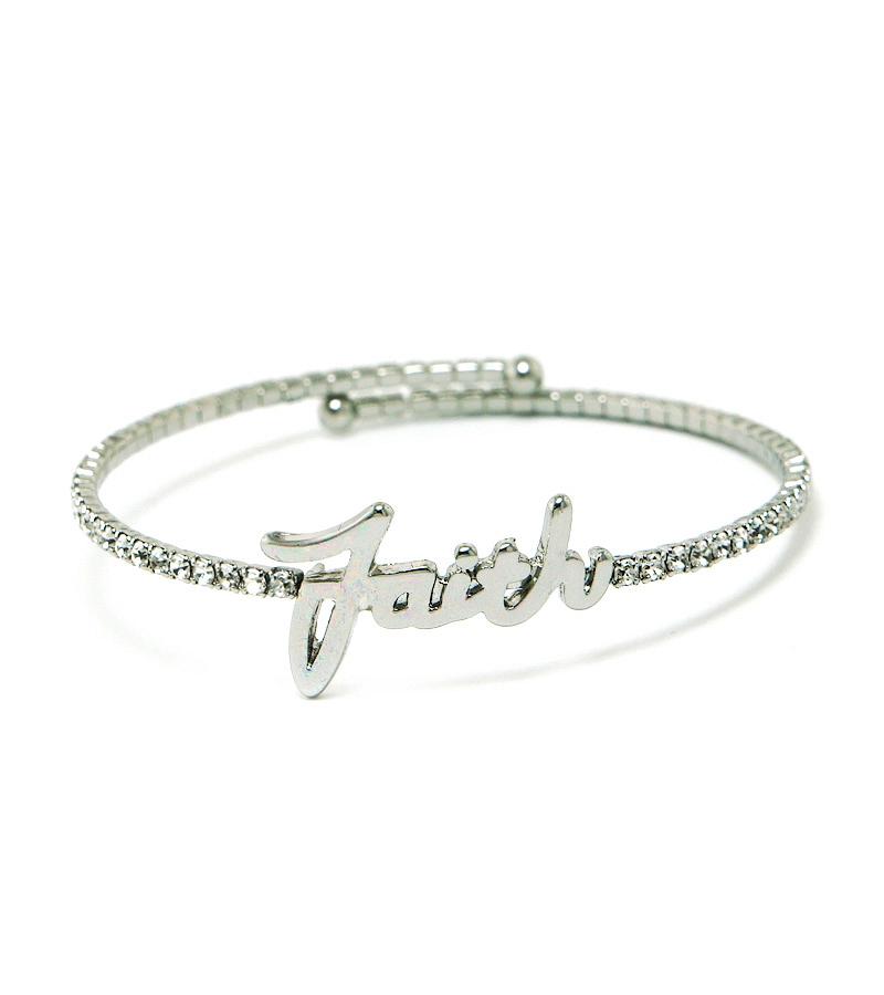 SINGLE CRYSTAL METAL BRACELET -  Silver