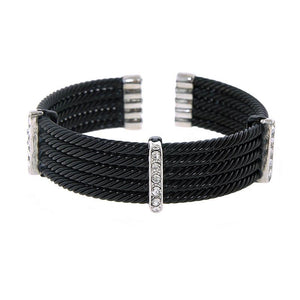 3 Gold Pave Twisted Bracelet - Black/ Gold