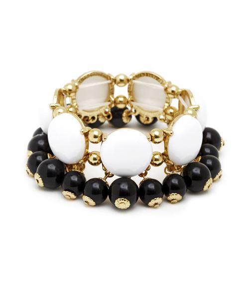 Gold Trims Stretch Bracelet - White
