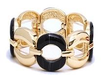 Oval Links Stretch Bracelet-Black
