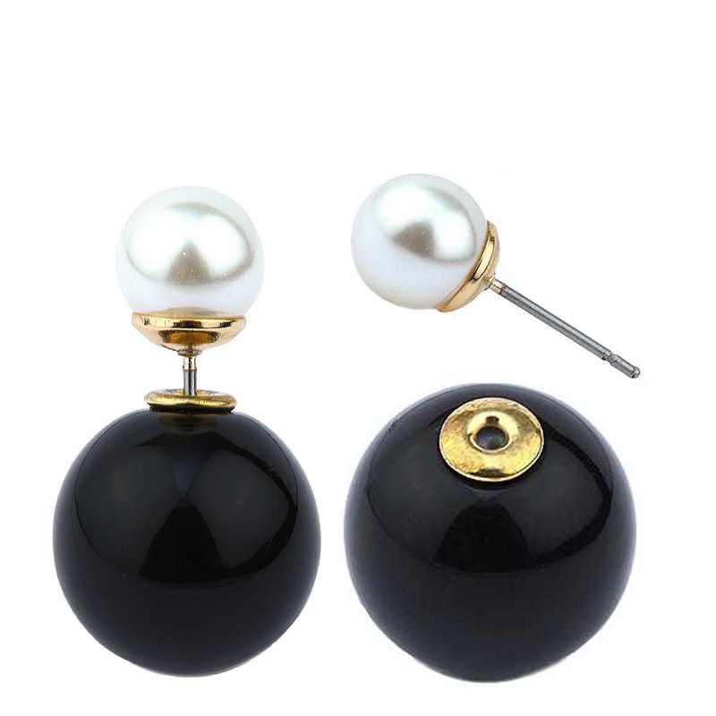 Earrings Classic Double sided peek-a-boo style spherical pearl  633E0405