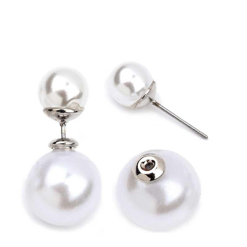 Earrings Classic Double sided peek-a-boo style spherical pearl  633E0405