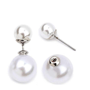 Earrings Classic Double sided peek-a-boo style spherical pearl  633E0405