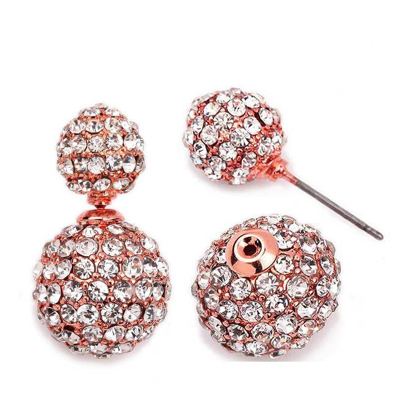 Earrings Classic Double sided peek-a-boo style spherical round pave all around with crystal stones 633E0407
