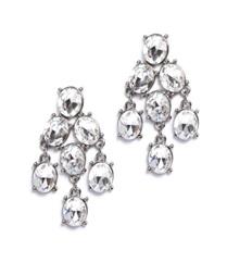 Oval Acrylic Faceted Earrings-Clear/Rhodium