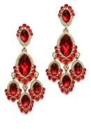 Oval Acrylic Stones Earrings-Ruby Red