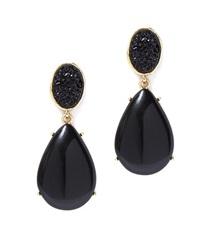 Oval Top Post Earrings-Black