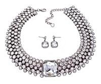 Bezel Crystals Choker Necklace - RHODIUM
