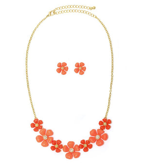Coated Crystal Earring And Necklace 633S0663