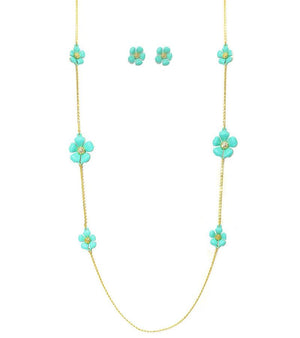   Turquoise Enamel And Crystal Necklace - Turquoise
