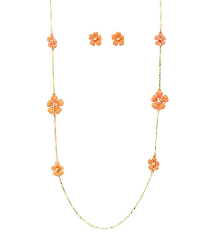 Necklace Enamel And Crystal 36" Necklace  633S0664